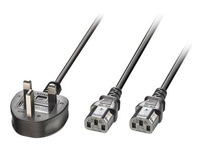 LINDY 2.5m Y Mains Power Cable UK 3Pin