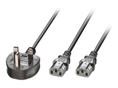 LINDY 2.5m Y Mains Power Cable UK 3Pin