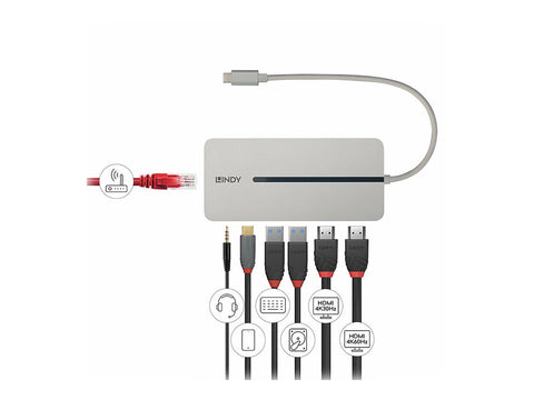 LINDY USB 3.2 Type C Mini Dock 2x HDMI 4K