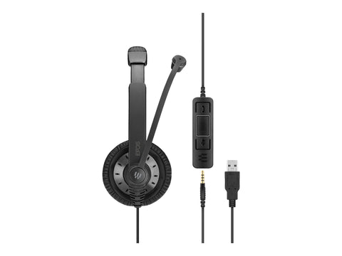 EPOS SC 75 USB MS double-sided wired headset with both 3.5 mm jack and USB connectivity