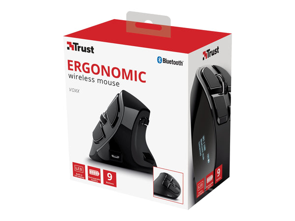 TRUST Souris sans fil ergonomique VOXX Rechargeable - Noire