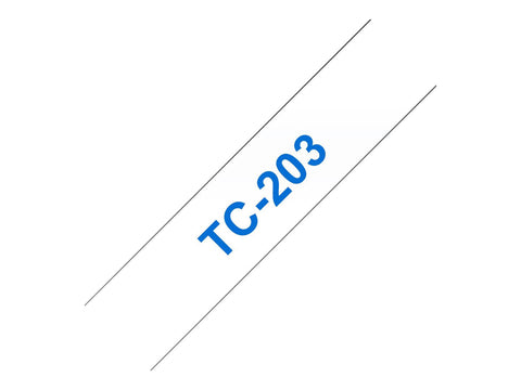 BROTHER P-TOUCH TC-203 bleu sur blanc 12mm