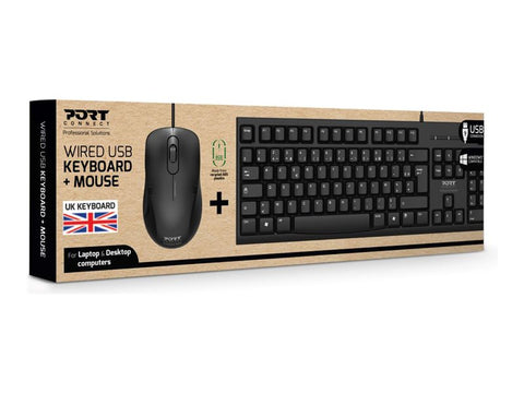 PORT DESIGNS Pack Keyboard + Mouse Budget - Wired - UK