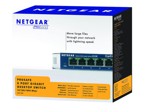 NETGEAR SWITCH 8 PORTS 10/100/1000 MBPS VERSION BOITIER METAL NON MANAGEABLE - NON RACKABLE