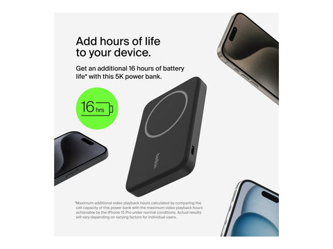 BELKIN 5k Qi2 MagSafe Compatible Powerbank with Kickstand - BLACK