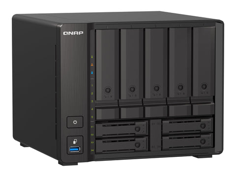 QNAP TS-H973AX-8G 9-bay NAS AMD Ryzen V1500B 8Go DDR4 SODIMM 5x2.5/3.5p SATA 6Gbps + 2x2.5in U.2 NVMe PCIe Gen3 x4