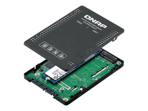 QNAP 2.5p SATA to dual M.2 2280 SATA drive adapter hardware RAID 0/1 JBOD Individual disk modes