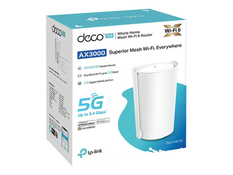 TP-LINK 5G AX3000 Whole Home Mesh Wi-Fi 6 Router Build-In 5G Modem 574Mbps at 2.4GHz + 2402Mbps at 5GHz 5G 3.4Gbps/900Mbps 4G+