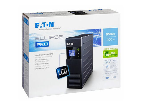 Eaton UPS Ellipse PRO 650 USB IEC (rack/tower) - AC 230 V - 400 Watt - 650 VA - USB - IEC-320-C13 4 Output - 2U - 19inch