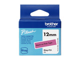 BROTHER 12MM BTAGP31 Ribbon Black on Pink
