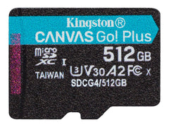 KINGSTON 512Go microSDXC Canvas Go Plus Gen4 200R A2 U3 Single Pack w/o ADP