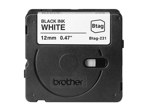 BROTHER 12MM BTAG231 Ribbon Black on White