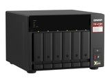 QNAP 6-bay NAS AMD Ryzen Embedded V1500B 2.2GHz 8Go 6xSATA 6Gb/s bays 2xM.2 NVMe PCIe Gen3 SSD slots 2x2.5GbE LAN optional 10GbE