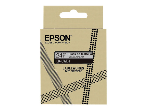 EPSON Matte Tape White/Black 24mm 8m LK-6WBJ