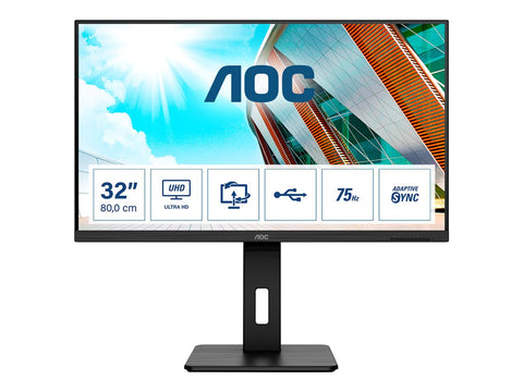 AOC U32P2 31.5p VA WLED UHD 3840x2160 16:9 3000:1 350cd/m2 178/178 75Hz 4ms 2xHDMI 2.0 3Wx2 100x100 Black