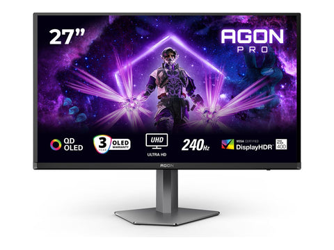 AOC AG276UZD 27p QD - OLED UHD 240Hz 0.03ms HDMI2.1x2 DP2.1 USB3.2x2 Speakers Pivot