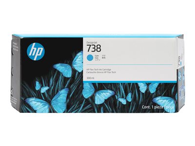 HP 738 300-ml Cyan DesignJet Ink Cartrid