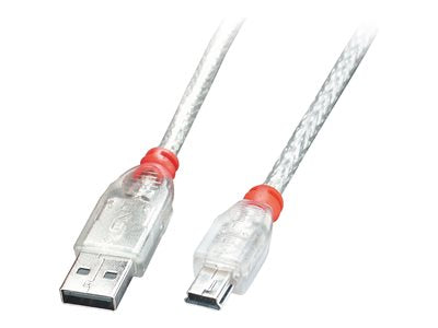 LINDY USB Cable A/Mini-B transp. 0.5m
