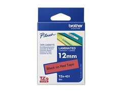BROTHER RUBAN TZ 12 MM NOIR/ROU