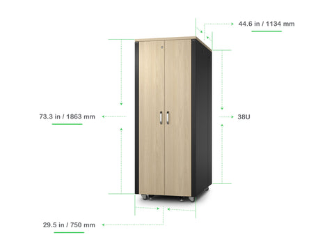 APC NetShelter Soundproof Server Rack 38U 230V 1863H x 750W x 1134D mm Maple