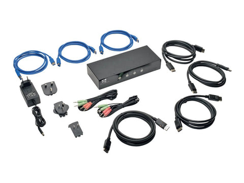 EATON TRIPPLITE 4-Port DisplayPort KVM Switch with Audio Cables and USB 3.0 SuperSpeed Hub