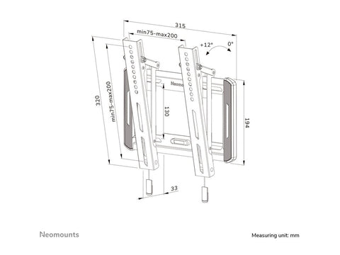 NEOMOUNTS WL35-550BL12 Support pour écran mural 24-65p - inclinable - installation facile