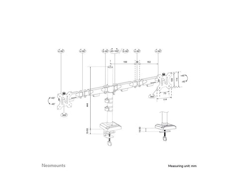 NEOMOUNTS DS60-600BL2 Support décran à fixer 10-32p - Quick-fix - arrêt 180