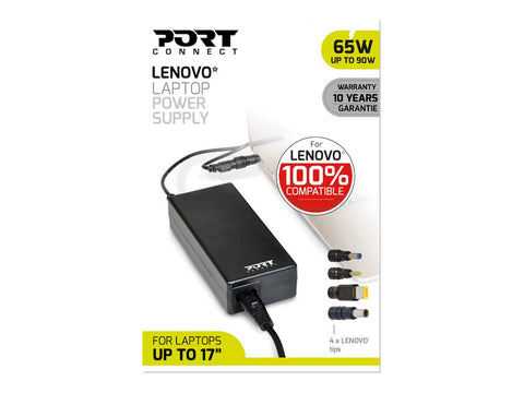 PORT DESIGNS Compatible with LENOVO notebooks EU Plug 65W power supply for notebooks up to 90W
