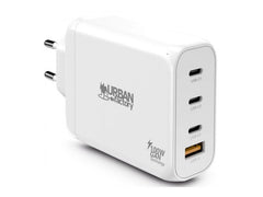 URBAN FACTORY Powee Gan Charger USB-C 100W - 3 Port Usb-C 65W + 1 Port Usb-A 18W Fast Charge