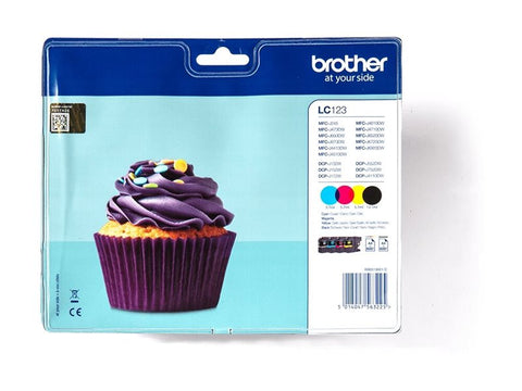 BROTHER LC-123 cartouche dencre noir et tricolore capacité standard 1-pack blister sans alarme