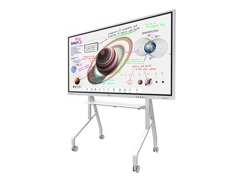 NEOMOUNTS FL50-525WH1 Support au sol mobile pour écran 55-86p - étagère multimédia incluse - installation rapide - TÜV