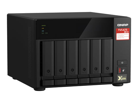 QNAP TVS-675-8G 6-bay NAS KX-U6580 8C/8T 2.5GHz 8Go 6xSATA 6Gb/s bays 2xM.2 NVMe PCIe Gen3 SSD slots 2x2.5GbE LAN optional 10GbE