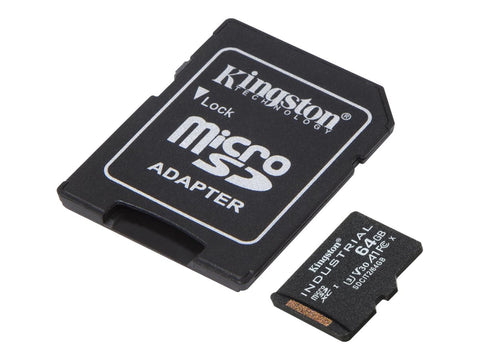 KINGSTON 64Go microSDXC Industrial C10 A1 pSLC Card + SD Adapter