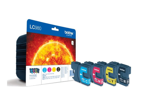BROTHER LC-980 cartouche d encre noir et tricolore capacité standard noir: 300 pages, couleur: 260 pages 4-pack blister sans alarme