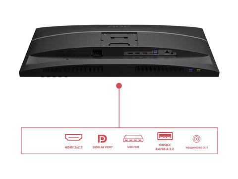 AOC U27E4CV 27p 3840x2160 60Hz IPS Flat H/A 150MM USB C DOCKING 90W Adaptive Sync EyeComfort 3.0 USB HUB SPEAKER