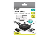 PORT DESIGNS USB Type C Travel Docking Station 2x4K Dual video display up to 4K 2x Display Port Charges laptops up to 85W
