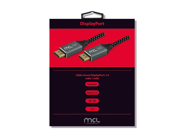 MCL DisplayPort mesh cable 8K/1.4 male / male - 3m