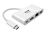 EATON TRIPPLITE USB-C Multiport Adapter - HDMI USB 3.0 Port GbE 60W PD Charging HDCP White