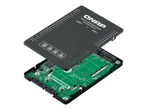 QNAP 2.5p SATA to dual M.2 2280 SATA drive adapter hardware RAID 0/1 JBOD Individual disk modes