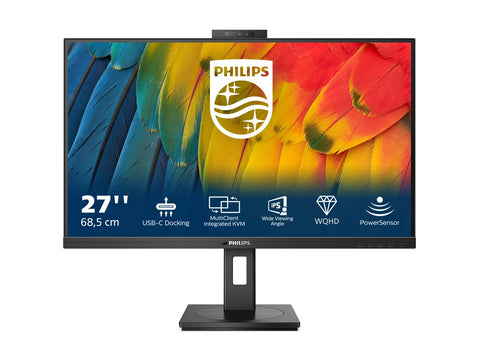 PHILIPS 27B1U5601H/00  27in - 2560 x 1440 QHD 75 Hz - IPS - 350 cd/m² - 4 ms - HDMI, DisplayPort, USB-C - haut-parleurs - WEBCAM