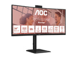 AOC CU34E4CW 34p 3440x1440 120HZ VA CURVED H/A 180 MM USB-C DOCKING TUV EyeComfort Hardware USB HUB DP HDMI