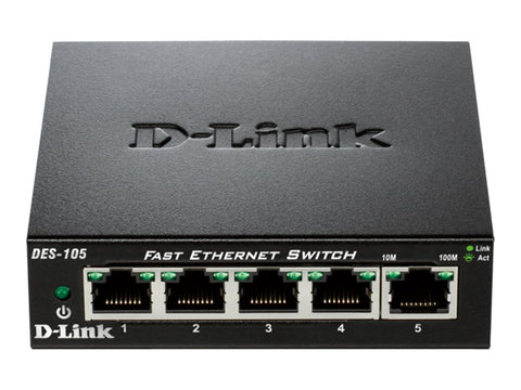 D-LINK 5-port 10/100Mbps Fast Ethernet Unmanaged Switch - Metal Housing