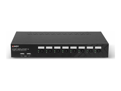 LINDY 8 Port DisplayPort 1.2 USB 2.0 KVM Switch Switches between up to 8 PCs from one display keyboard and mouse