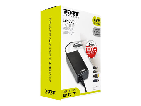 PORT DESIGNS Compatible with LENOVO notebooks EU Plug 65W power supply for notebooks up to 90W