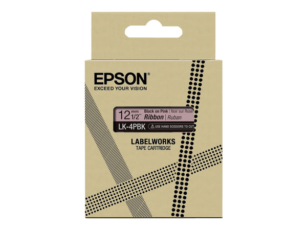 EPSON Label Cartridge Satin Ribbon LK-4PBK Black/Pink 12mm (5m)
