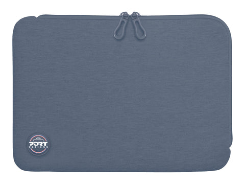 PORT DESIGNS Trendy Cotton Neoprene Laptop 13p-14p Sleeve L-shaped opening for easy access Stretchy cotton neoprene material Blue