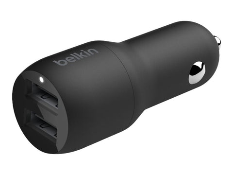 BELKIN BOOST CHARGE 24w USB-A Dual Car Charger w/ 1M PVC A-C Black