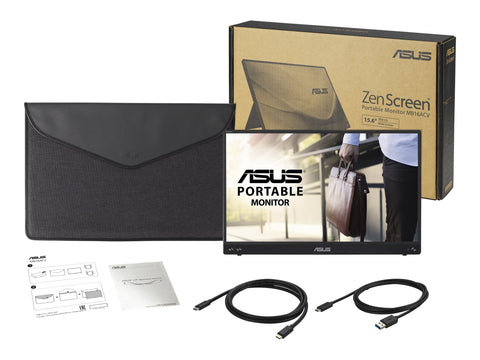 ASUS ZenScreen MB16ACV Portable USB Monitor 15.6p Full HD IPS Hybrid Signal Solution USB Type-C Flicker Free Blue Light Filter