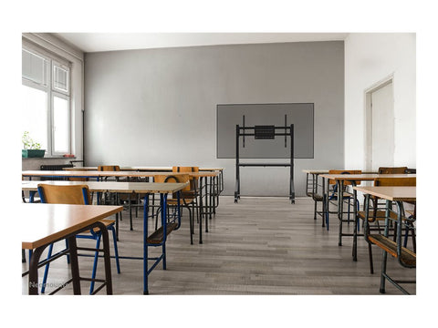 NEOMOUNTS FL50-525BL1 Support au sol mobile pour écran 55-86p - étagère multimédia incluse - installation rapide - TÜV