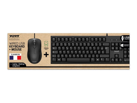 PORT DESIGNS pack keyboard + mouse BUDGET - WIRED - FR